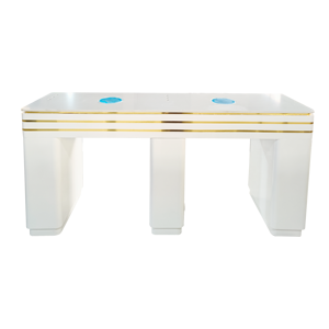 Table de manucure en bois blanc brillant avec rangement, mobilier de salon de manucure, vente chaude - Product Image 6