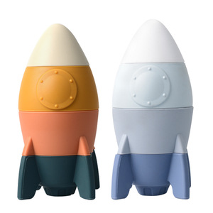 Juguetes apilables de cohetes de silicona para niños Juguetes a juego de <span class=keywords><strong>desarrollo</strong></span> de inteligencia para niños pequeños - Product Image 1