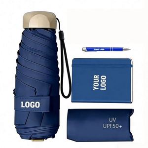 Pocket Travel 5 Fold Uv Protection Sun Portable Outdoor Rain Capsule Umbrellas With Logo Printing Custom Promotional Gifts - Product Image 1
