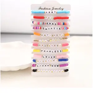 Joyería de moda Boho Beads pulseras motivacionales Love TaylorSwifts pulseras de amistad Swiftie nombre palabras estiramiento para mujeres