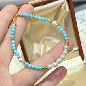 Bracelet en perles d'eau douce turquoise pour femmes, nouveau style chinois, simple, tempérament, bijoux tendance sur internet, bracelets en perles - Product Image 2