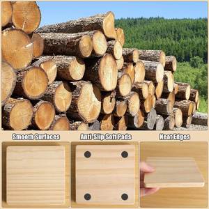 Venta al por Mayor de 24 Posavasos de Madera DIY con Almohadillas de Espuma Antideslizantes, Posavasos Grabados para Decoración del Hogar y Suministros de Cocina - Product Image 4
