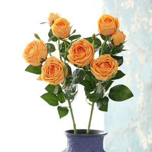 Rami di Rose Artificiali Real Touch Effetto Umido, 4 Teste, Steli di Rose Finte per Bouquet da Sposa, Vaso Domestico, Composizioni Floreali e Decorazioni - Product Image 4