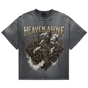 T-shirts en coton respirants pour hommes, style vintage, délavés à l'acide, effet vieilli, personnalisables avec impression DTG Floating City, pour la vente en gros (OEM/ODM) - Product Image 1