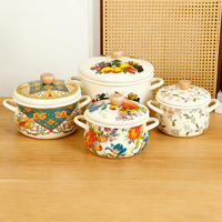 Vente en gros de casseroles en émail personnalisées de 18 à 26 cm, style russe et polonais, pour soupe aux fleurs, antiadhésives, ustensiles de cuisine en émail, casseroles en acier émaillé