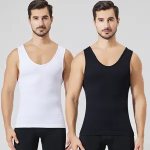 Hot Selling Goedkope Witte T-Shirt Afslankende Body Shaper Compressie Ondergoed Vest Buik Slim Fit Shapewear Vest Buik Voor Mannen