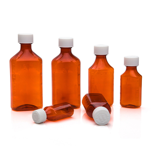 High quality wholesale 0.75oz 1oz 2oz 3oz 4oz 6oz 8oz 12oz 16oz amber plastic medicine liquids oval bottle