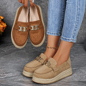 Metal <b>Chain</b> With Hemp <b>Rope</b> Soles Autumn New Thick-Soled Platform Large Size Two-Wear Shoes for Women - Product Image 4