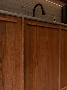 Armoires de cuisine, feuilles de PVC grises, fabricants d'armoires de rangement OEM et ODM, petite cuisine américaine, extension extensible, îlot - Product Image 6