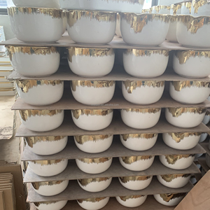 Prodotti di tendenza bianco oro ceramica stoviglie porcellana venduti da tonnellate ciotola mista modelli a buon mercato - Product Image 3