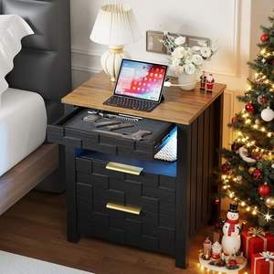 Dystler Nightstand With Gun Drawer Wood Modern Lockable <b>Bedside</b> <b>Table</b> - Product Image 5