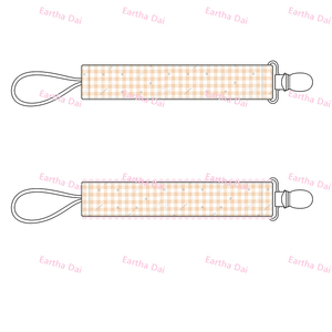 Personalisierter Gingham-Schnullerclip mit Stickerei Individuelles Babyparty-Geschenk Neugeborenen-Schnullerhalter - Product Image 3