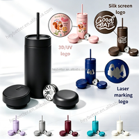 Coffret Cadeau Tasse à Café Isotherme en Acier Inoxydable 304 de 16 oz avec Trois Couvercles et Paille, Tasse à Thé Portable Mate, Boîte Cadeau Incluse