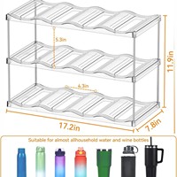Organisateur de bouteilles d'eau en plastique empilable à 3 niveaux Raytop, type armoire, support transparent de qualité supérieure pour gobelets