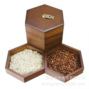 Modern minimalist wooden multi-layer dried fruit <b>tray</b>, living room snack <b>tray</b>, New Year's fruit and snack <b>storage</b> box - Product Image 4