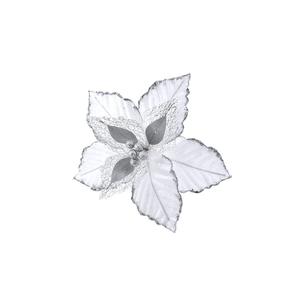 FLOR CON BRILLANTINA BLANCA Y PLATEADA 35X30CM - Product Image 1