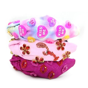 Shenglan 2024 fascia per capelli di san valentino <span class=keywords><strong>Kiss</strong></span> Me Heart Headbands Holiday Women fascia per capelli annodata - Product Image 6