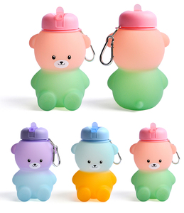 New Arrival Foldable Silicone Sports Cute <b>Bear</b> Silicone Water <b>Bottle</b> Botella De Agua De Silicona Collapsible Water <b>Bottle</b> - Product Image 1