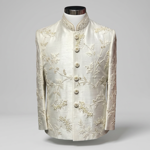 Sherwani tendance 2023 avec broderie magnifique en tissu de soie brute, taille XL, costume de mariage pour homme, costumes et blazers pour homme>Costumes pour homme - Product Image 4