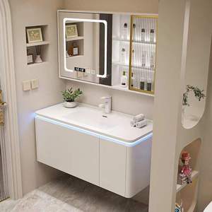 Nuevo <span class=keywords><strong>Mueble</strong></span> de <span class=keywords><strong>Baño</strong></span> de PVC Blanco Estilo Europeo, Montado en la Pared, Impermeable, <span class=keywords><strong>con</strong></span> Espejo <span class=keywords><strong>con</strong></span> Tira de Luz LED, Gabinete <span class=keywords><strong>y</strong></span> <span class=keywords><strong>Lavabo</strong></span> - Product Image 3