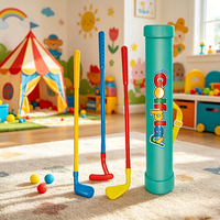 Juego de Golf Educativo de Plástico para Niños con Palos de Acero Inoxidable, Tubo de Transporte, para Jugar en Interiores y Exteriores, Entrenamiento para Padres e Hijos, Edades 4-14