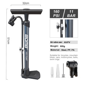 Pompe à air pour vélo BOMO, 160 PSI, haute pression, poignée ergonomique légère, base stable pour VTT et vélo de route - Product Image 2