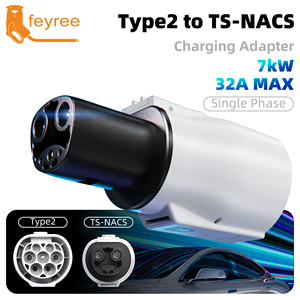 Feyree อะแดปเตอร์ชาร์จ Type2เป็น nacs EV 32A 7kW 1เฟส IEC62196-2กับขั้วต่อ nacs พร้อมปุ่มปิดเครื่องสำหรับยานพาหนะไฟฟ้า - Product Image 1