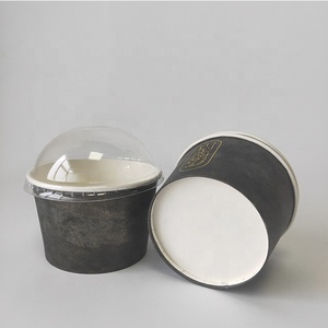Bol en papier de 4oz 8oz avec couvercle emballage en papier kraft jetable saladier/tasse à glace avec couvercle plat/dôme transparent - Product Image 2