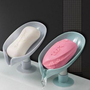 PVC Leaf Shaped Eco-Friendly Soap Box with Standing Suction Cup Drainage Free Soap Rack for Home <b>Bath</b> & Toilet Supplies - Product Image 4