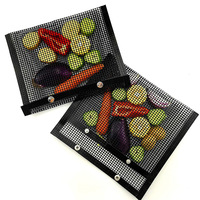 Sac en maille antiadhésif pour grill, sacs pour grille-pain en PTFE, pochettes pour barbecue, feuilles, lot de 2