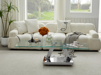 Table basse convertible au design moderne Mobilier de salon extensible en verre à la mode Table rotative pliable décorative