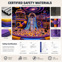 Equipo de Juego Infantil Castle Soft Play, Temática Espacial, Tobogán Doble, Certificación CE TUV ISO 9001, Escalones Acolchados de Grado Comercial, Proyecto para Centros Comerciales