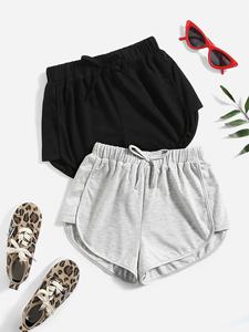 Cravate avant décontracté chaud bambou sommeil bas salon court été pantalon coton taille élastique basique Shorts femmes - Product Image 3