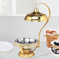 Luxus Diamant Design Golden Round 8L Catering Chafing Dish Food Warmer Set mit hängendem Deckel Food Warmer Set