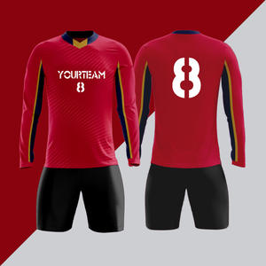 Wholesale Custom Long Sleeve Football <b>Shirts</b> Set 100% <b>Polyester</b> Breathable Quick-Dry V-Neck Unisex Adult - Product Image 3