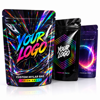Sacs Mylar Holographiques Arc-en-ciel 3,5g, Lot de Trois Sachets avec Fermeture Éclair Brillante Autoportante, Emballage Personnalisé