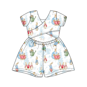 Combinaison courte à manches courtes pour petites filles, design à encolure croisée, découpe au dos, combinaison décontractée d'été pour tout-petits, combinaison douce pour enfants - Product Image 3