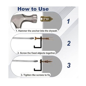 Kit d'ancrage d'expansion zingué pour panneau de gypse vis autotaraudeuse brique creuse plafond ciment cavité bouchon <span class=keywords><strong>goujon</strong></span> boulon pouce - Product Image 4