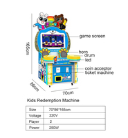 Machine de jeu d'arcade musicale à tambour pour enfants, à monnayeur, avec distribution de tickets, pour centre commercial, version anglaise, de l'usine de Guangzhou
