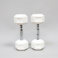 Ensemble d'haltères hexagonales en caoutchouc blanc de haute qualité sans odeur, 5 kg, pour entraînement complet du corps et musculation