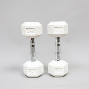 Ensemble d'haltères hexagonales en caoutchouc blanc de haute qualité sans odeur, 5 kg, pour entraînement complet du corps et musculation - Product Image 3