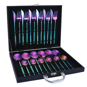 Stainless Steel Flatware Set 24 Piece Western Style Knife Fork Spoon Gift <b>Box</b> Dishwasher Safe Camping Utensil - Product Image 3
