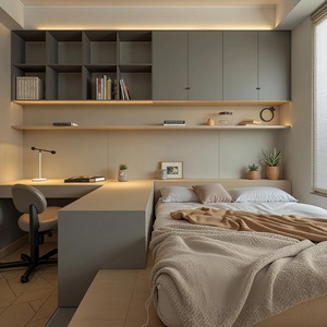 Modern Minimalist Custom Wood Bedroom Set Wardrobe Tatami <b>Desk</b> and <b>Bookshelf</b> for Apartment Villa & Hotel Use - Product Image 3