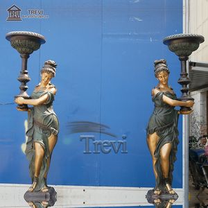 Soporte de lámpara de metal de bronce para jardín, escultura de figura humana, poste de lámpara de pie para exterior - Product Image 6