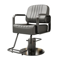 Fauteuil de Barbier Hydraulique Inclinable en Acier Inoxydable Durable et Écologique avec Accoudoir Pivotant à 360 Degrés pour Coiffure