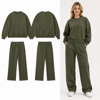 Ensemble survêtement femme noir oversize col rond et pantalon large en polyester – Style automne-hiver