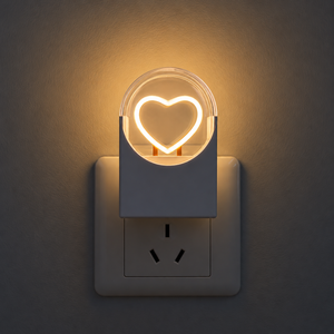 Veilleuse LED en forme de cœur, à brancher, 2700K, blanc chaud, mode maintien allumé, 0.5W, lampe de nuit décorative pour chambre à coucher, escalier - Product Image 1