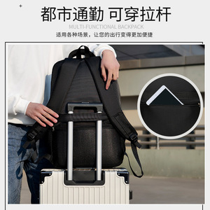 Laptop <b>Backpack</b> For Men Large Capacity Business Travel <b>With</b> Laptop <b>Compartment</b> Casual Style Black - Product Image 3