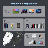 Chargeur rapide USB-C Gan 65W, adaptateur secteur PD pour MacBook, ordinateur portable, iPhone 15 16 17, Samsung S24 S25 S26 Ultra, chargeur mural 65W Type C