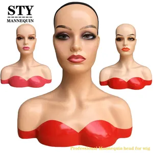 人体模型半长女性人体模型头与肩部人体模型展示与人的面部假发